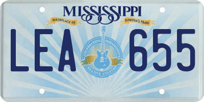 MS license plate LEA655