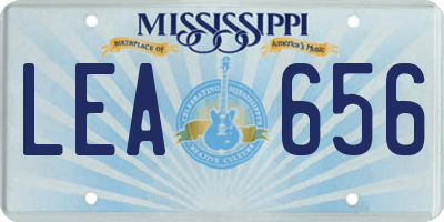 MS license plate LEA656