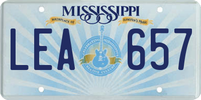 MS license plate LEA657