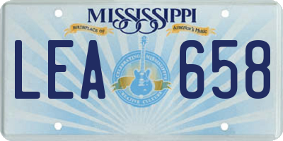 MS license plate LEA658