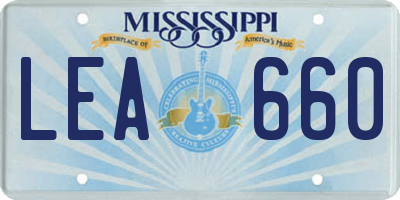 MS license plate LEA660
