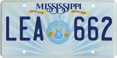 MS license plate LEA662