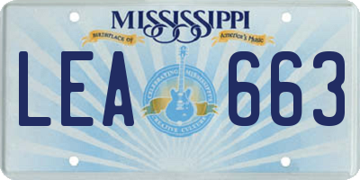 MS license plate LEA663