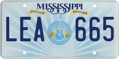 MS license plate LEA665