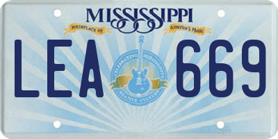 MS license plate LEA669
