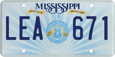 MS license plate LEA671