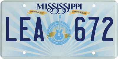 MS license plate LEA672