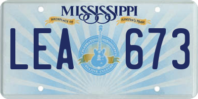 MS license plate LEA673