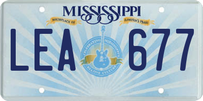 MS license plate LEA677