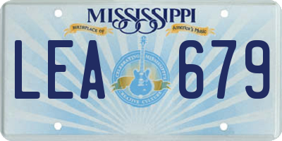 MS license plate LEA679