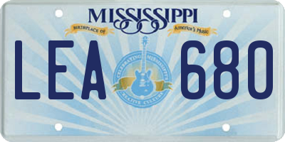 MS license plate LEA680