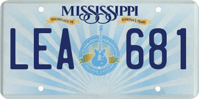 MS license plate LEA681