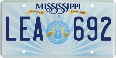 MS license plate LEA692