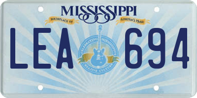 MS license plate LEA694