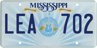 MS license plate LEA702