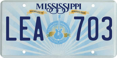 MS license plate LEA703
