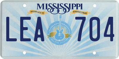 MS license plate LEA704