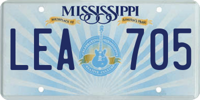 MS license plate LEA705