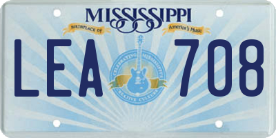 MS license plate LEA708