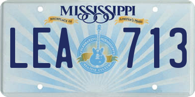 MS license plate LEA713