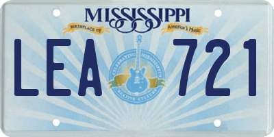 MS license plate LEA721