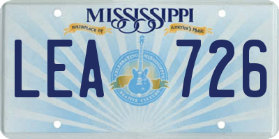 MS license plate LEA726