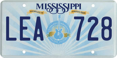 MS license plate LEA728