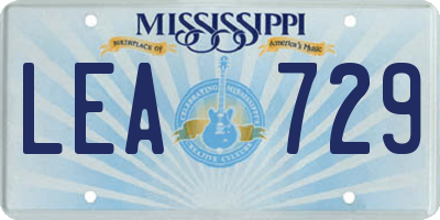 MS license plate LEA729