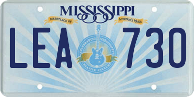 MS license plate LEA730