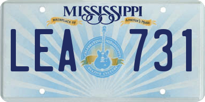 MS license plate LEA731