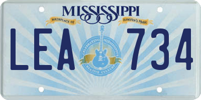 MS license plate LEA734