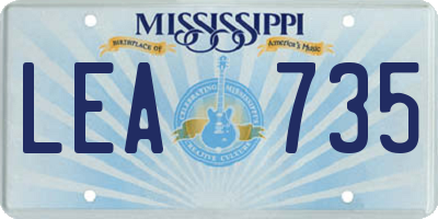 MS license plate LEA735