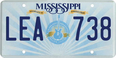 MS license plate LEA738