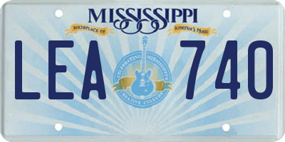 MS license plate LEA740