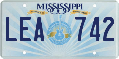 MS license plate LEA742