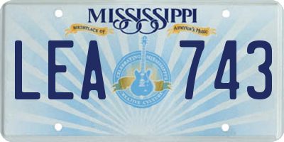 MS license plate LEA743