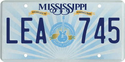 MS license plate LEA745