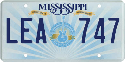 MS license plate LEA747