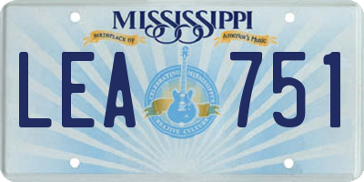 MS license plate LEA751