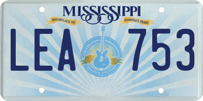 MS license plate LEA753