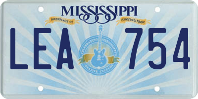 MS license plate LEA754