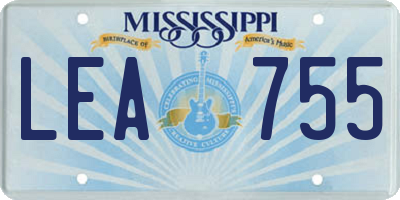 MS license plate LEA755