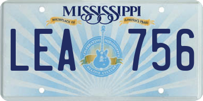 MS license plate LEA756