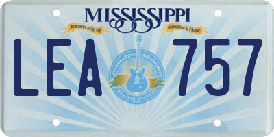 MS license plate LEA757