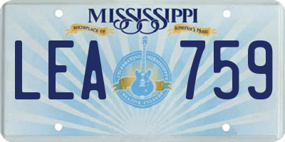 MS license plate LEA759