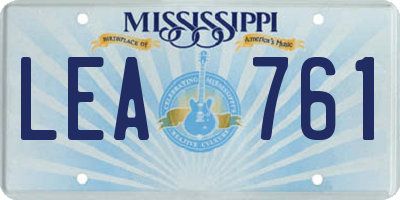 MS license plate LEA761