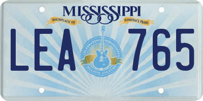 MS license plate LEA765