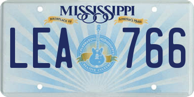 MS license plate LEA766