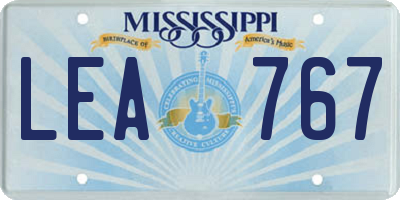 MS license plate LEA767