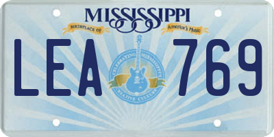MS license plate LEA769